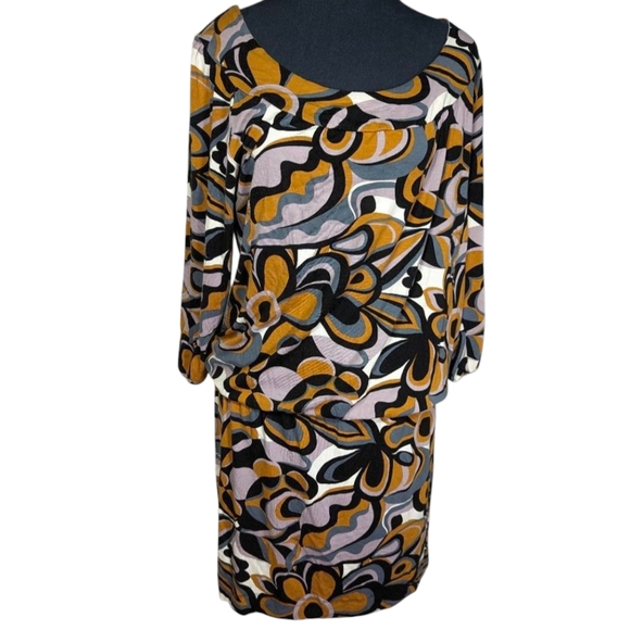 BCBGMAXAZRIA  Abstract Floral Dress with Elastic Waist - Picture 1 of 15
